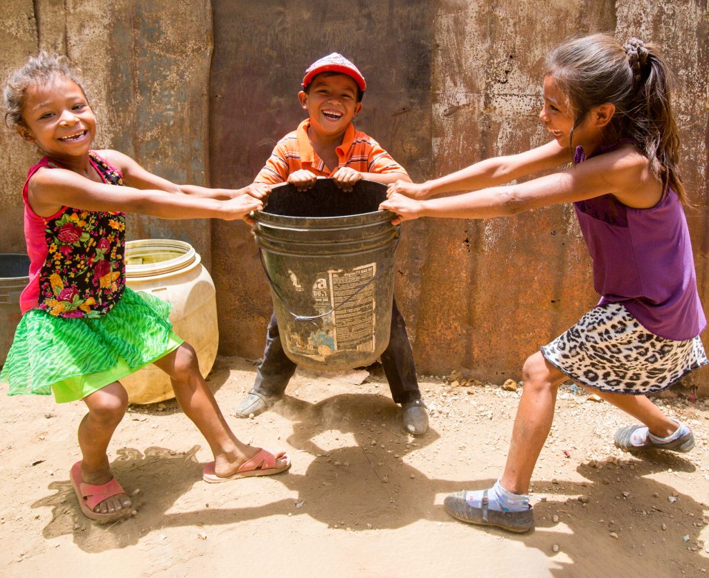 Three kids playing